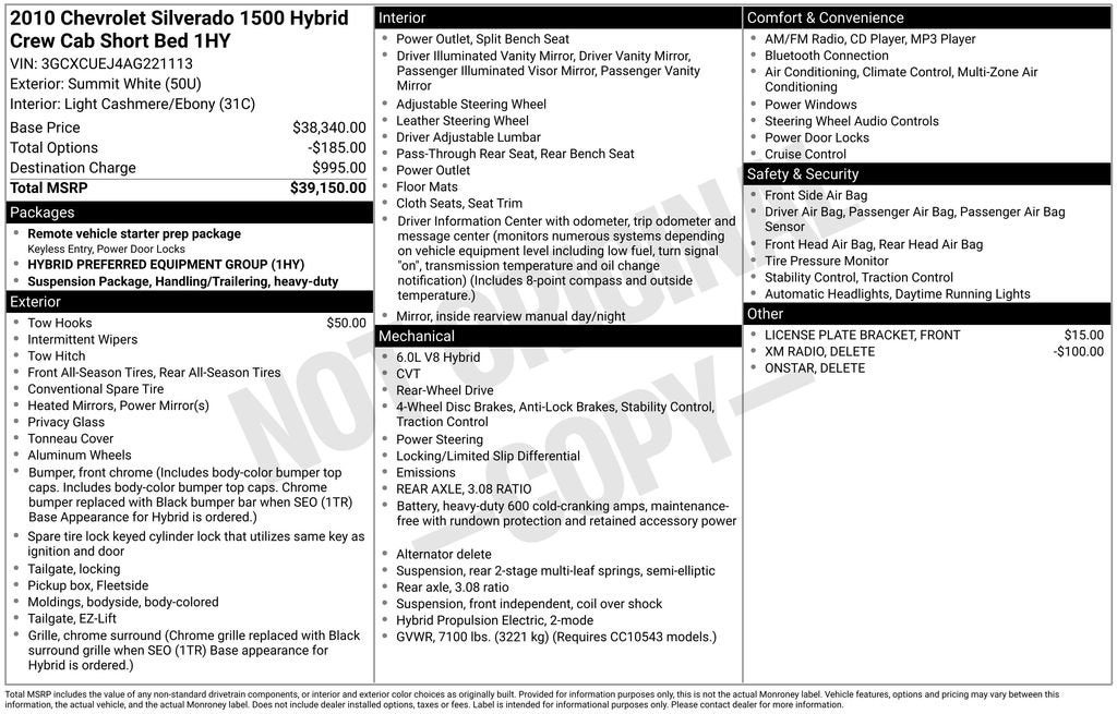 2010 Chevrolet Silverado 1500 1HY