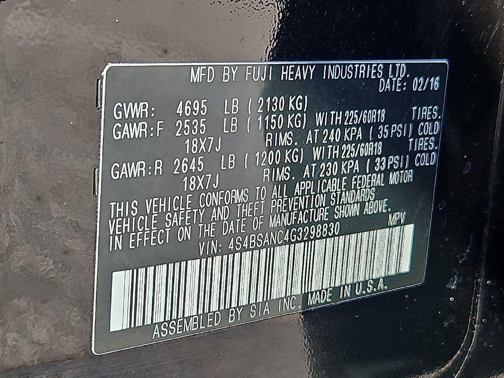 2016 Subaru Outback 2.5i Limited