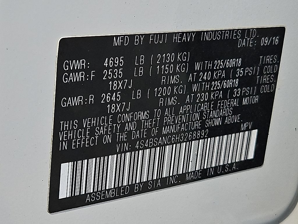 2017 Subaru Outback 2.5i Limited