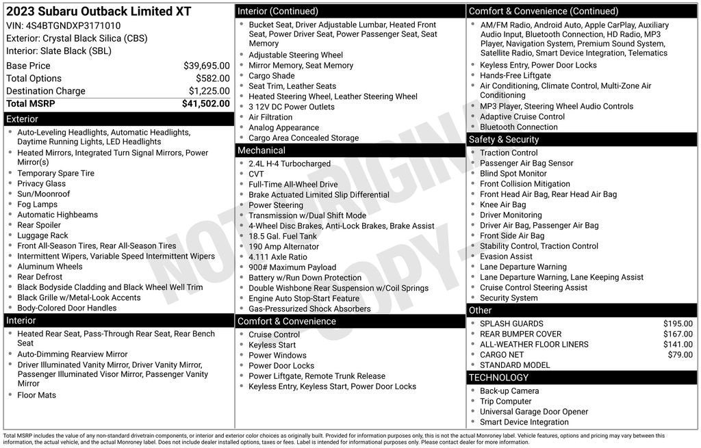 2023 Subaru Outback Limited XT
