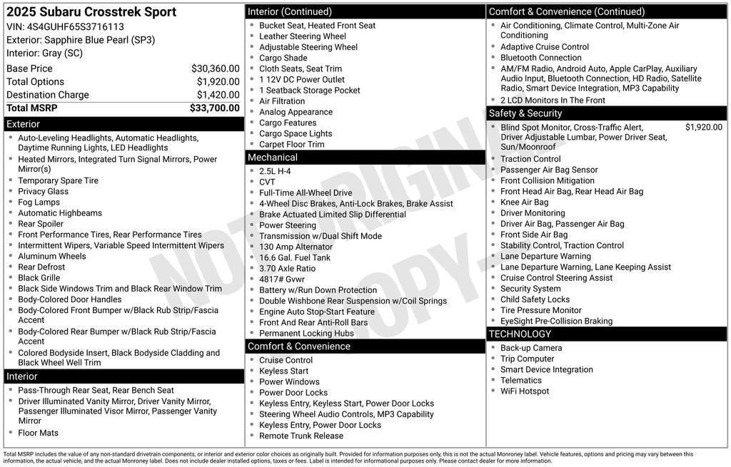 2025 Subaru Crosstrek Sport