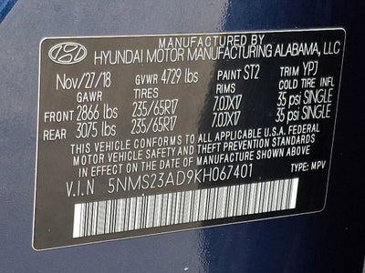 2019 Hyundai Santa Fe SE