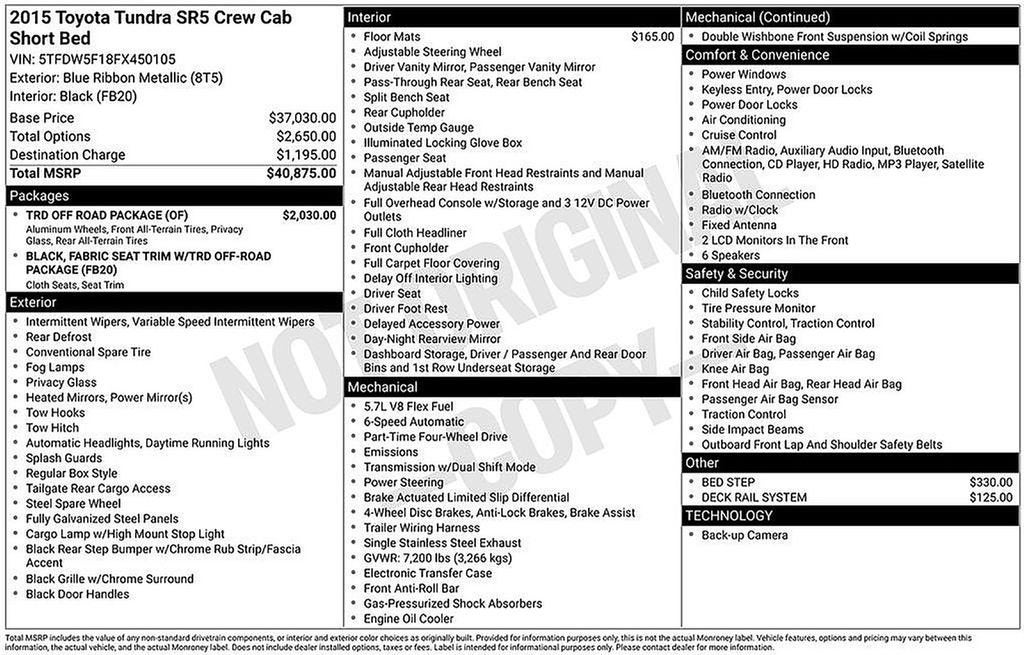 2015 Toyota Tundra SR5 5.7L V8