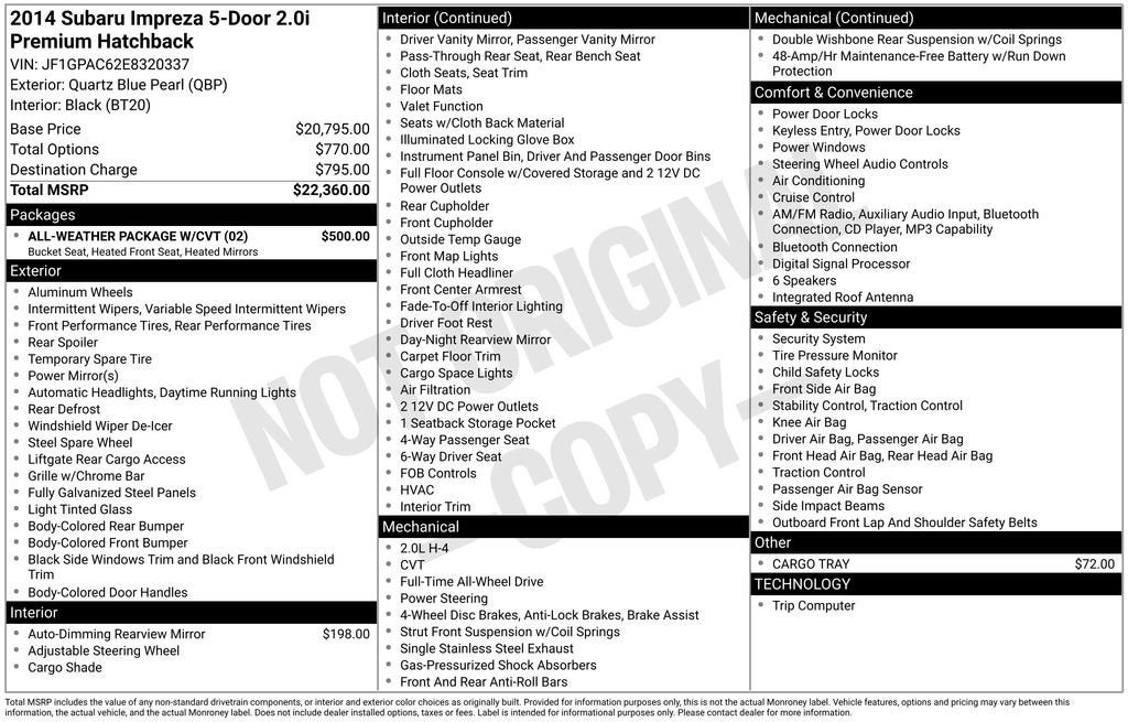 2014 Subaru Impreza Wagon 2.0i Premium