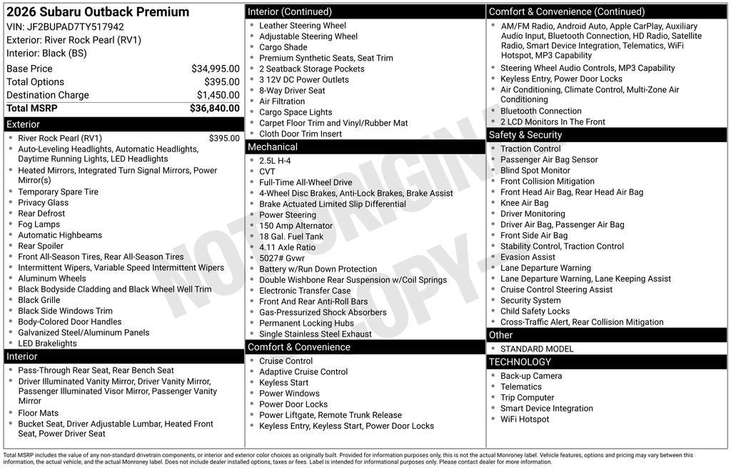 2026 Subaru Outback Premium