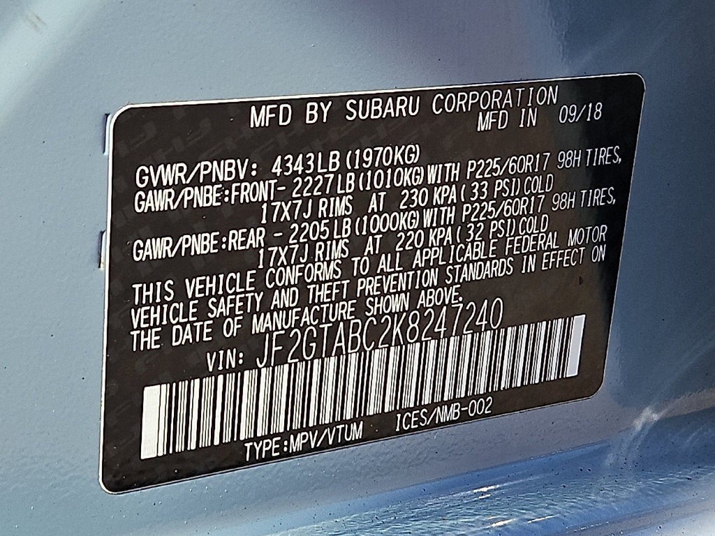2019 Subaru Crosstrek 2.0I