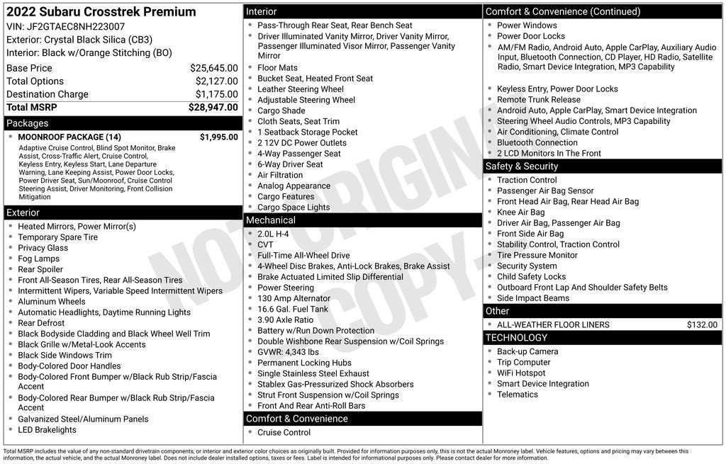 2022 Subaru Crosstrek Premium