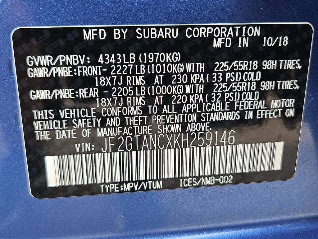 2019 Subaru Crosstrek 2.0i Limited