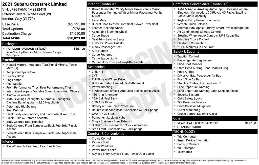 2021 Subaru Crosstrek Limited