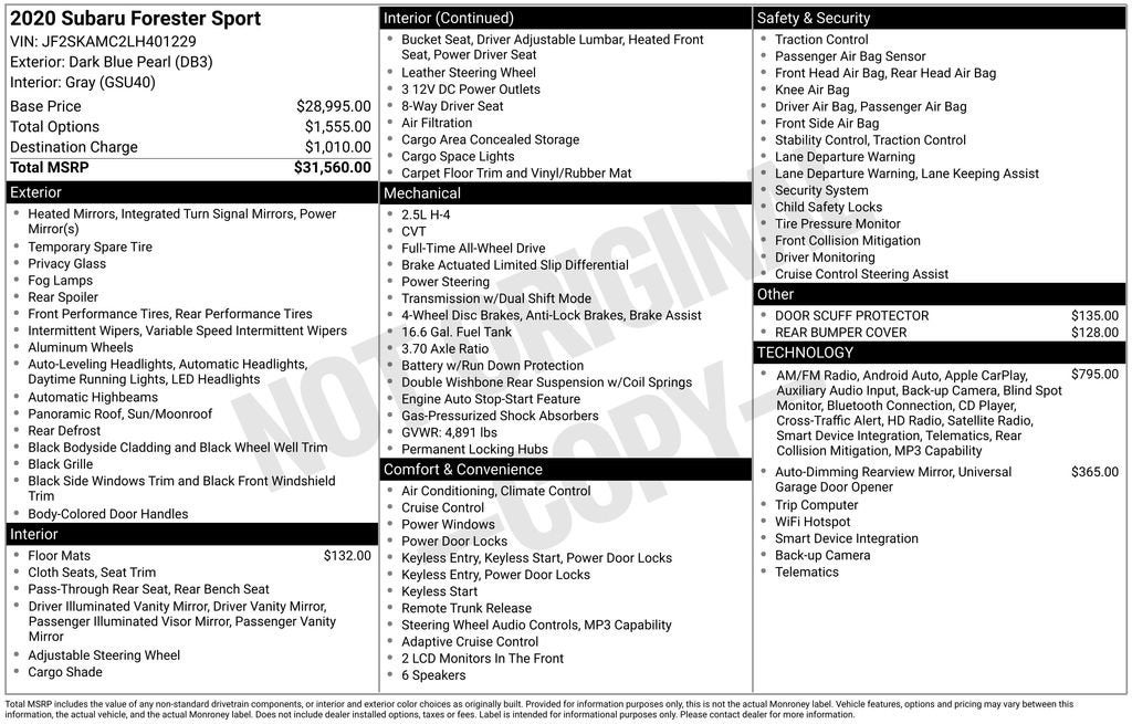 2020 Subaru Forester Sport