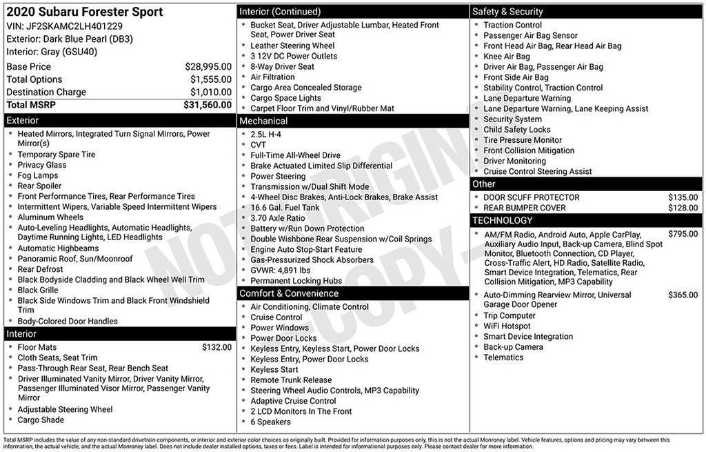 2020 Subaru Forester Sport