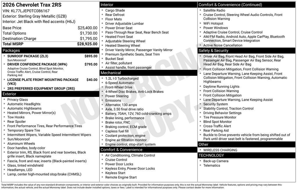 2026 Chevrolet Trax 2RS