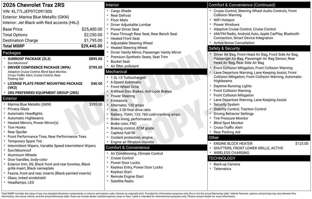 2026 Chevrolet Trax 2RS
