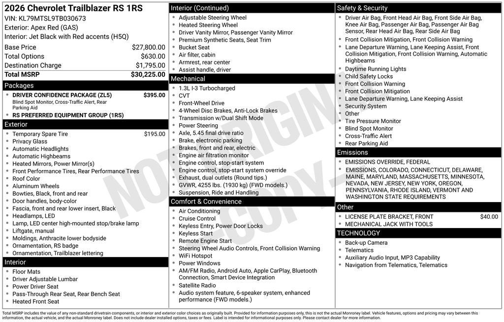 2026 Chevrolet Trailblazer RS