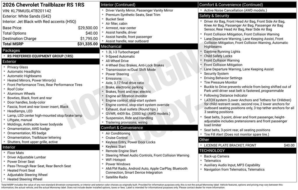 2026 Chevrolet Trailblazer RS - Photo 2
