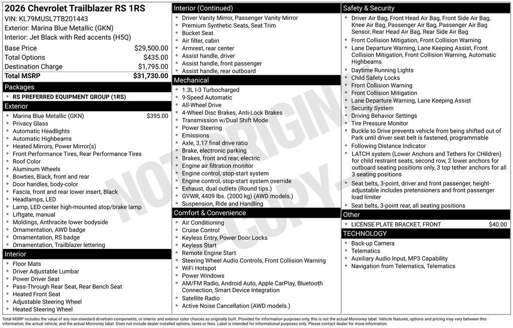 2026 Chevrolet Trailblazer RS