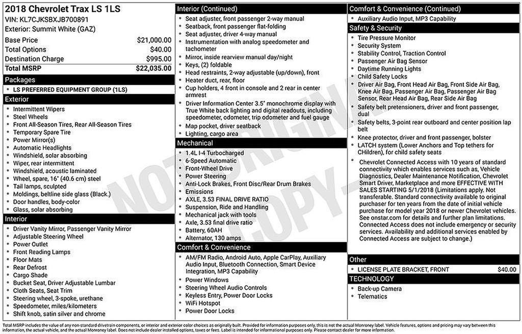 2018 Chevrolet Trax LS