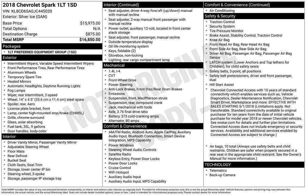 2018 Chevrolet Spark LT